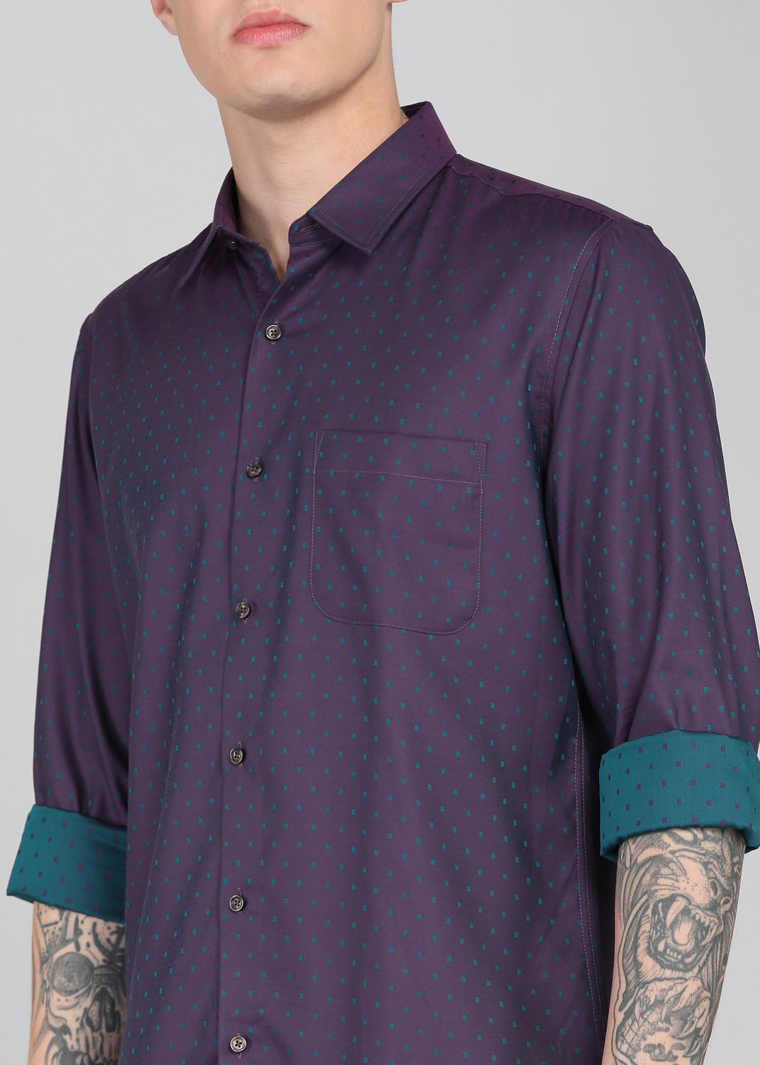 Image of PETER ENGLAND Men Checkered Casual Purple Shirt