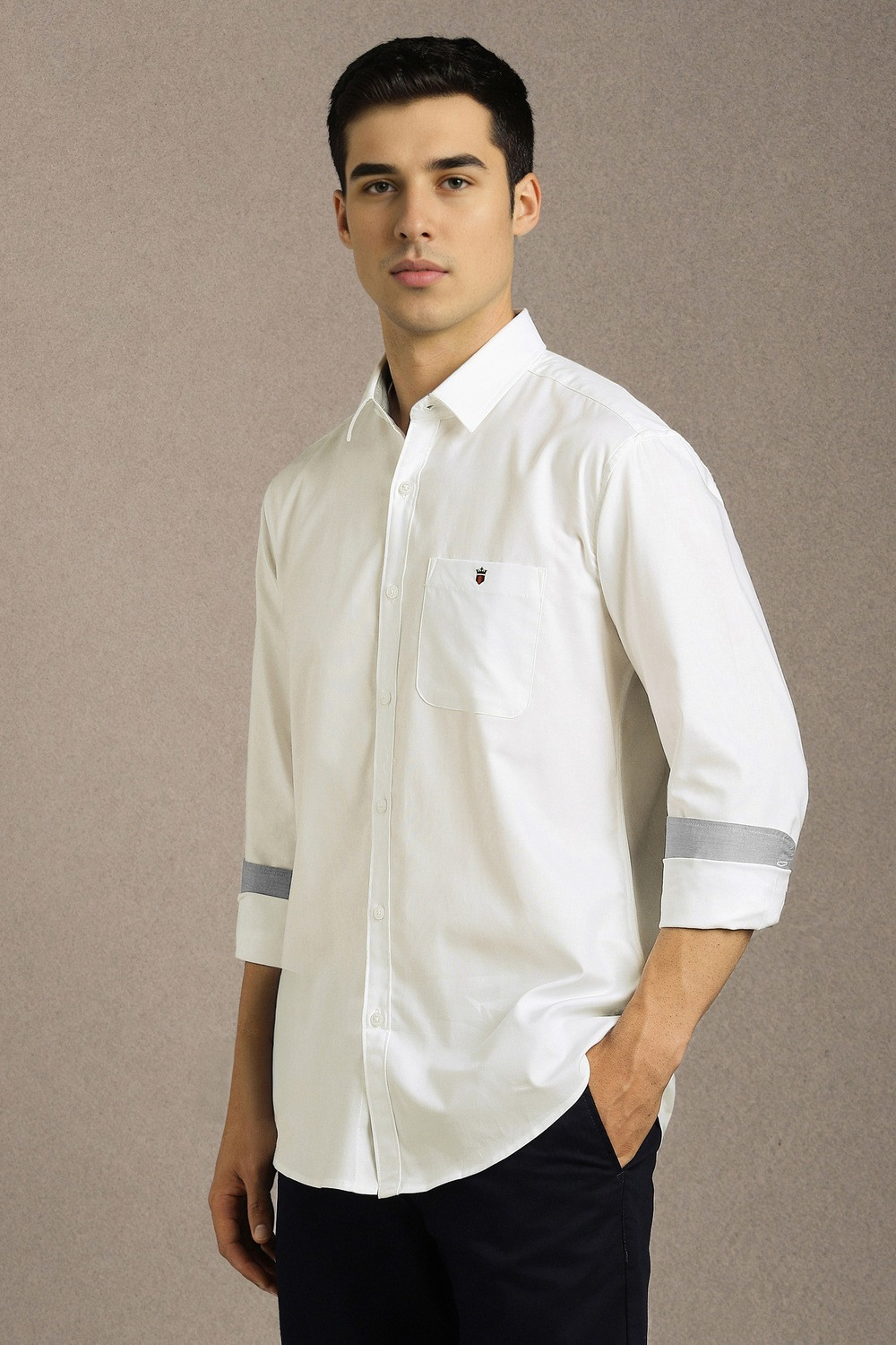 Image of LOUIS PHILIPPE Men Solid Casual White Shirt