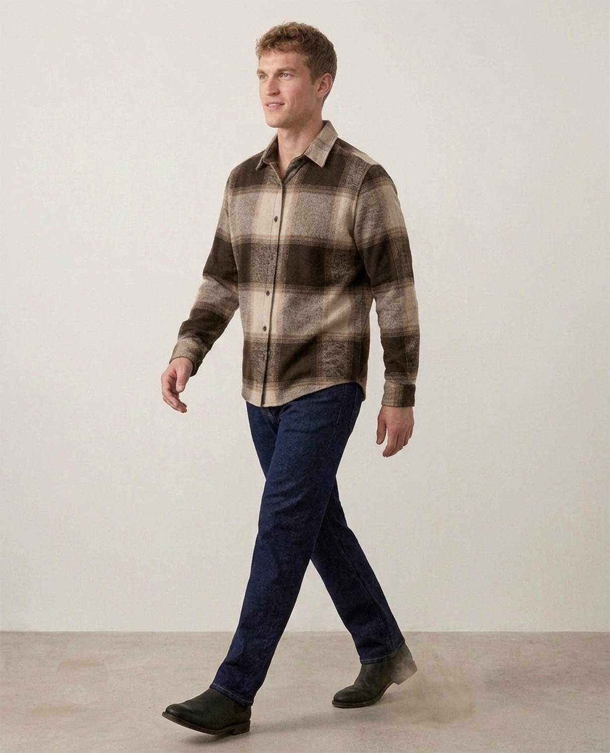 DIMMY Men Checkered Casual Brown Shirt - Image 5