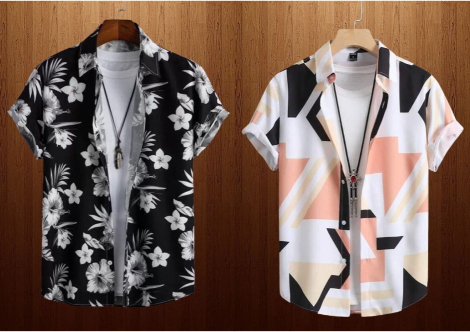 Image of LEMBRIKA Men Printed Casual Black, Beige Shirt