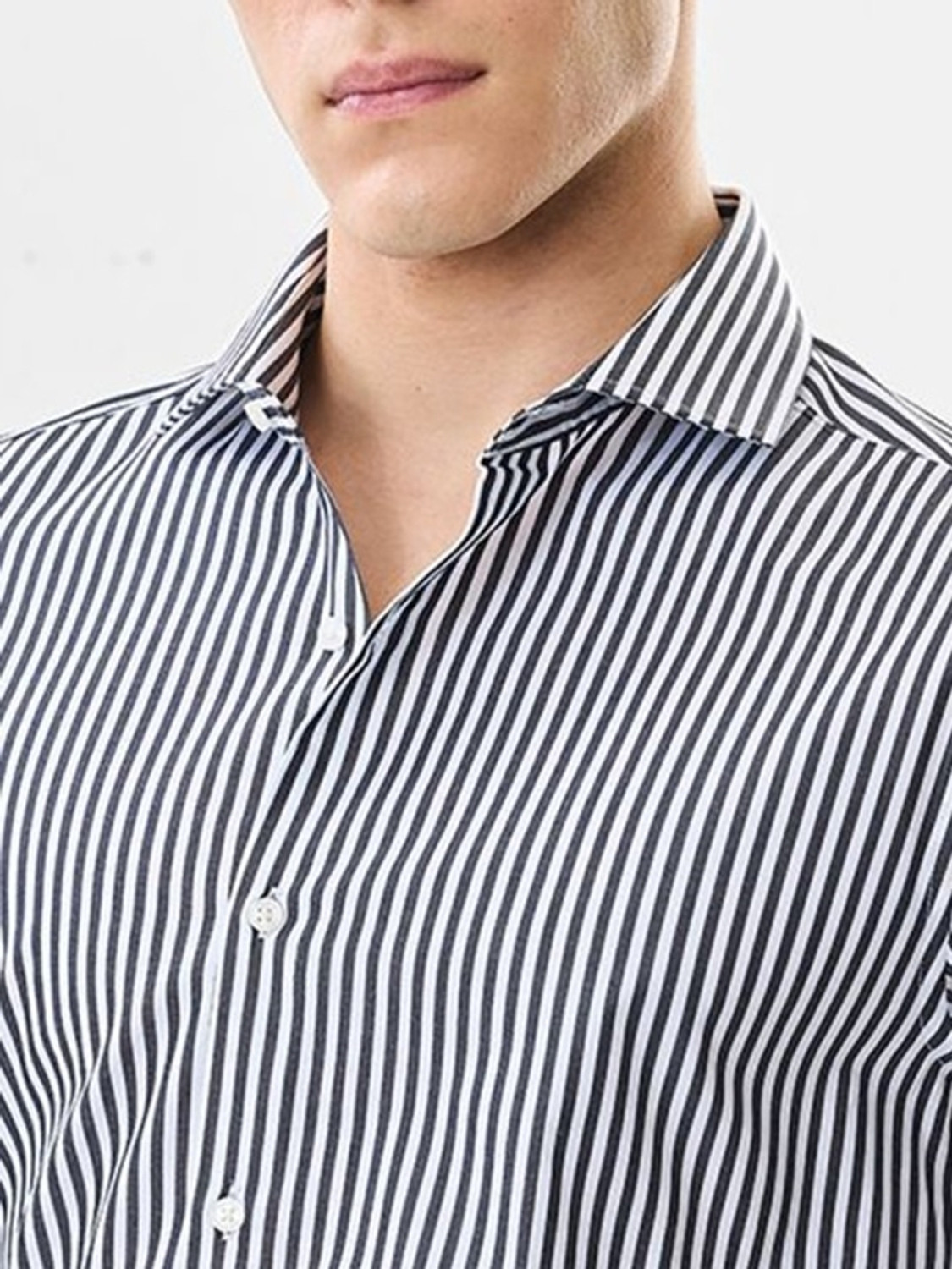 Image of JNV FASHION Men Striped Casual Black, White Shirt