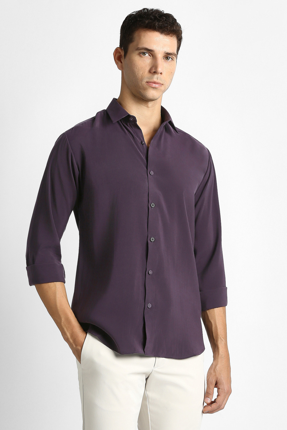 Image of VAN HEUSEN Men Solid Formal Black Shirt