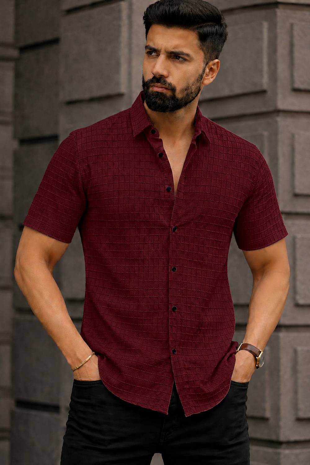 COMBRAIDED Men White, Maroon Shirt - Image 3