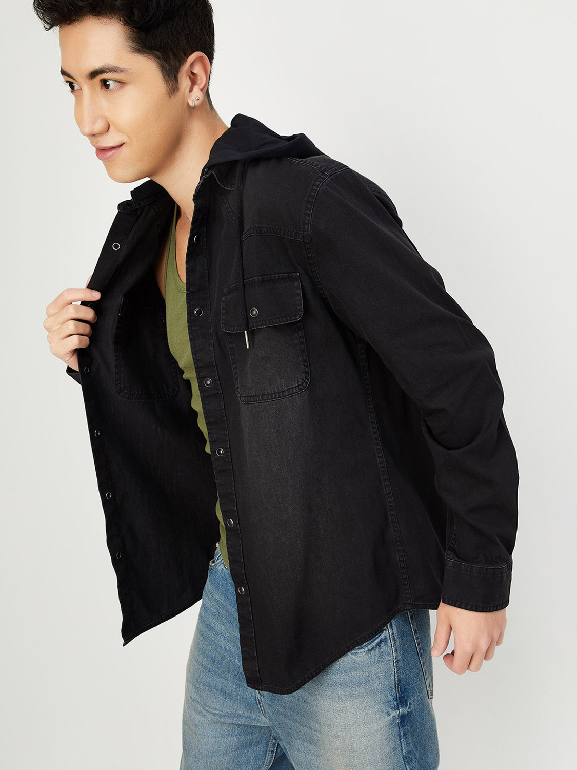 Image of MAX Men Solid Casual Black Shirt