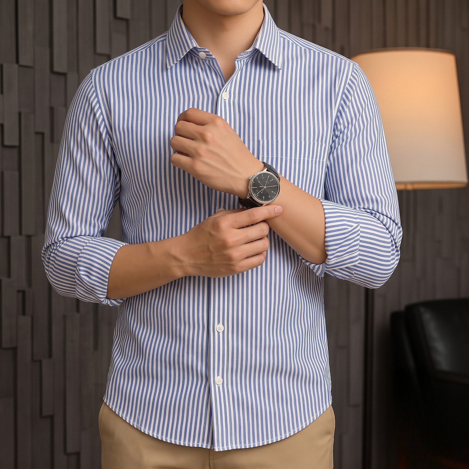 Image of indossare Men Striped Formal Multicolor Shirt