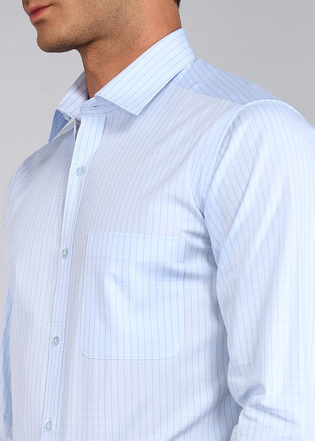 Image of Raymond Men Checkered Formal Blue Shirt