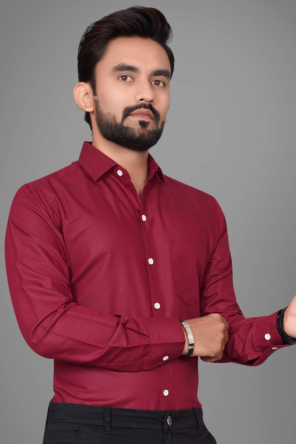 Voroxy Men Regular Fit Solid Spread Collar Formal Shirt