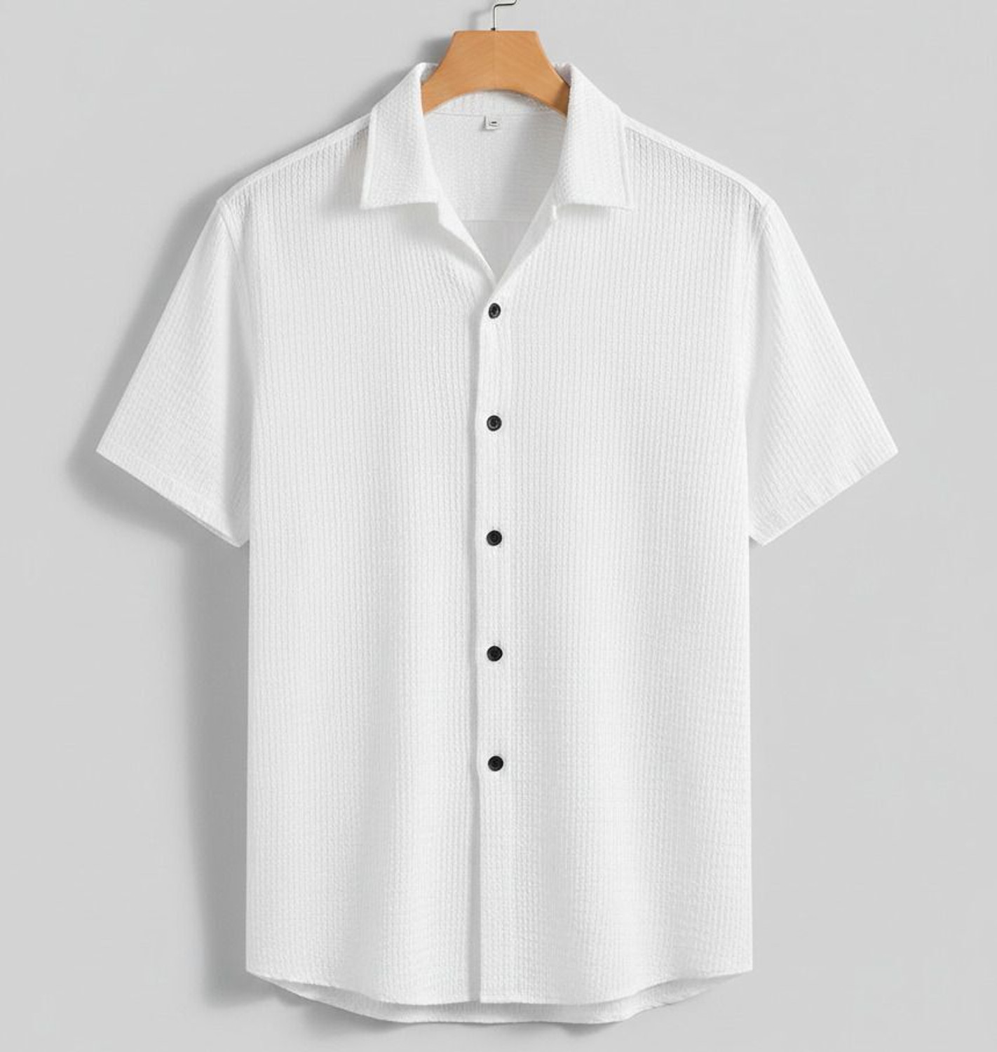 Image of MUMIN Men Self Design Casual White Shirt