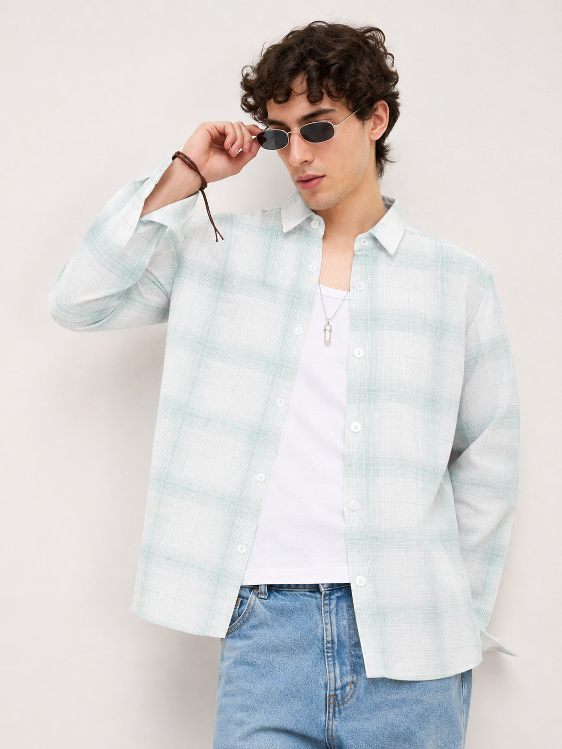 Image of S-LINE Men Regular Fit Checkered Spread Collar Casual Shirt