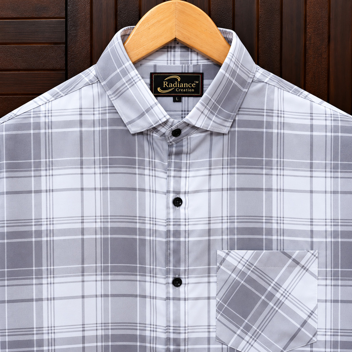 Image of Radiance Creation Men Regular Fit Checkered Spread Collar Casual Shirt