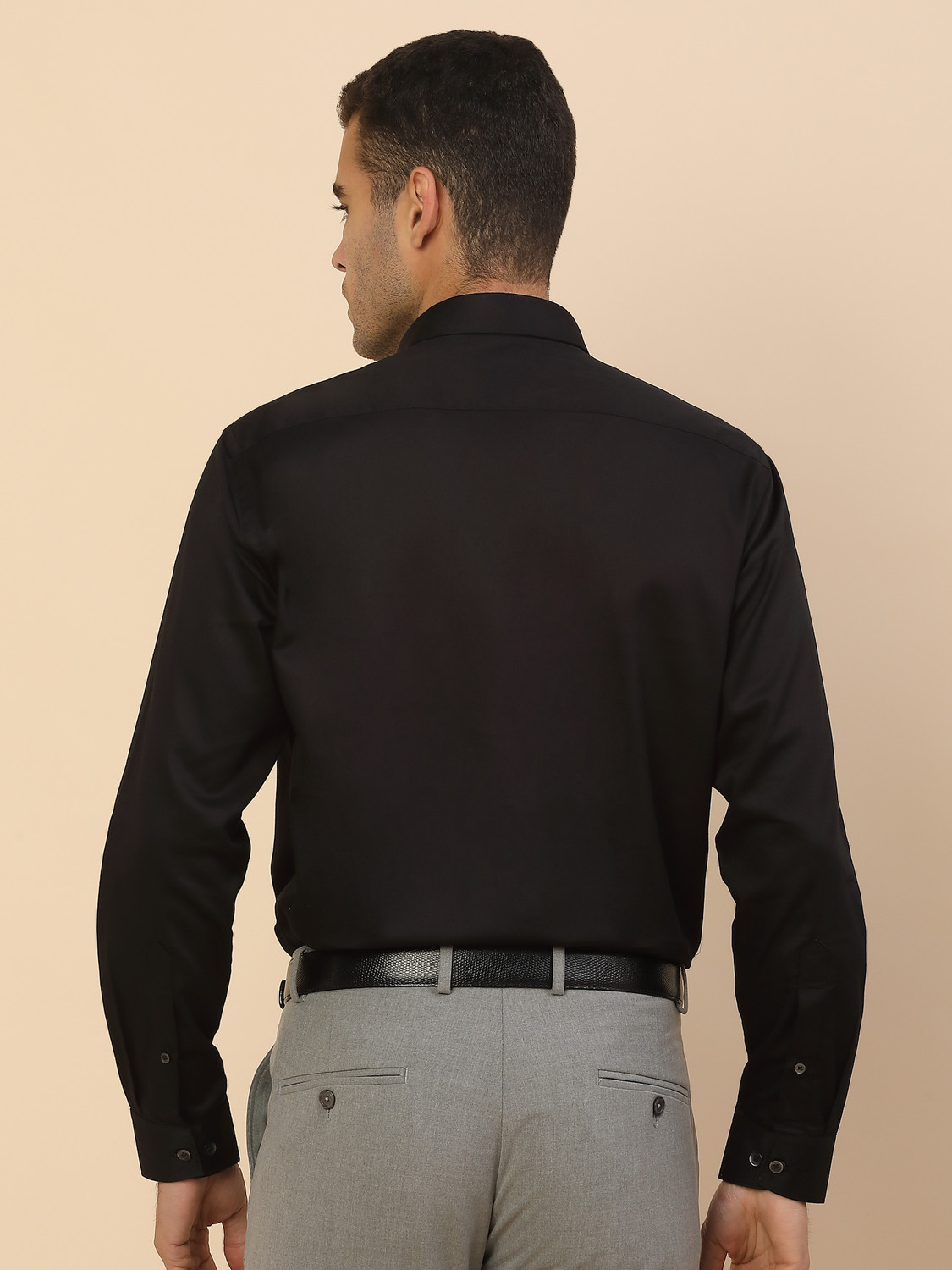 Image of CANTABIL Men Solid Party Black Shirt