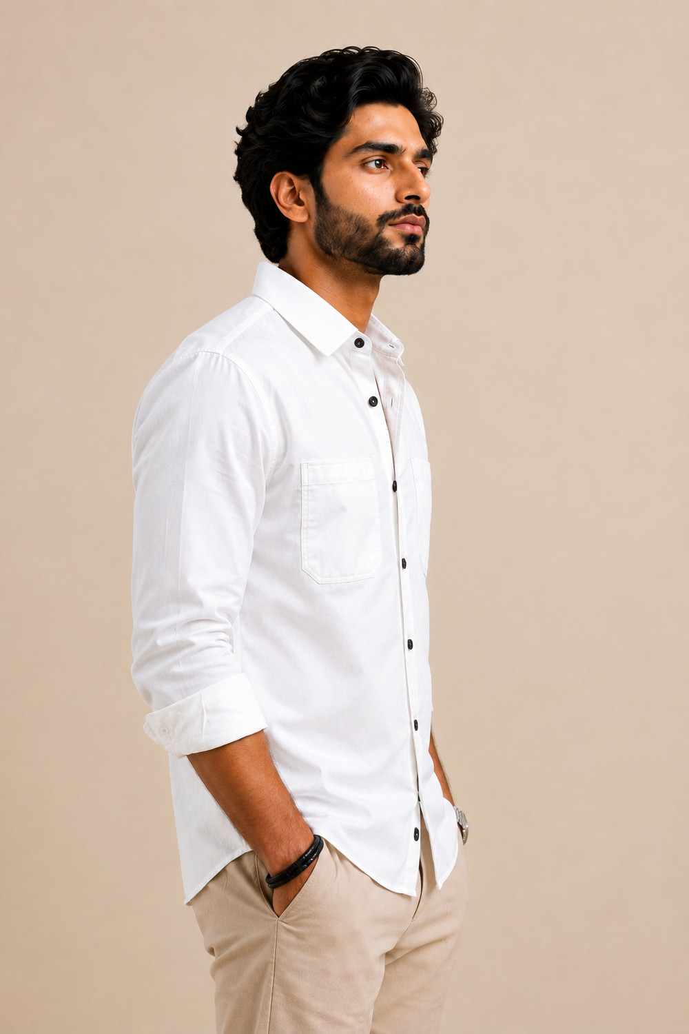 Image of BJM ENTERPRISE Men Solid Casual White Shirt