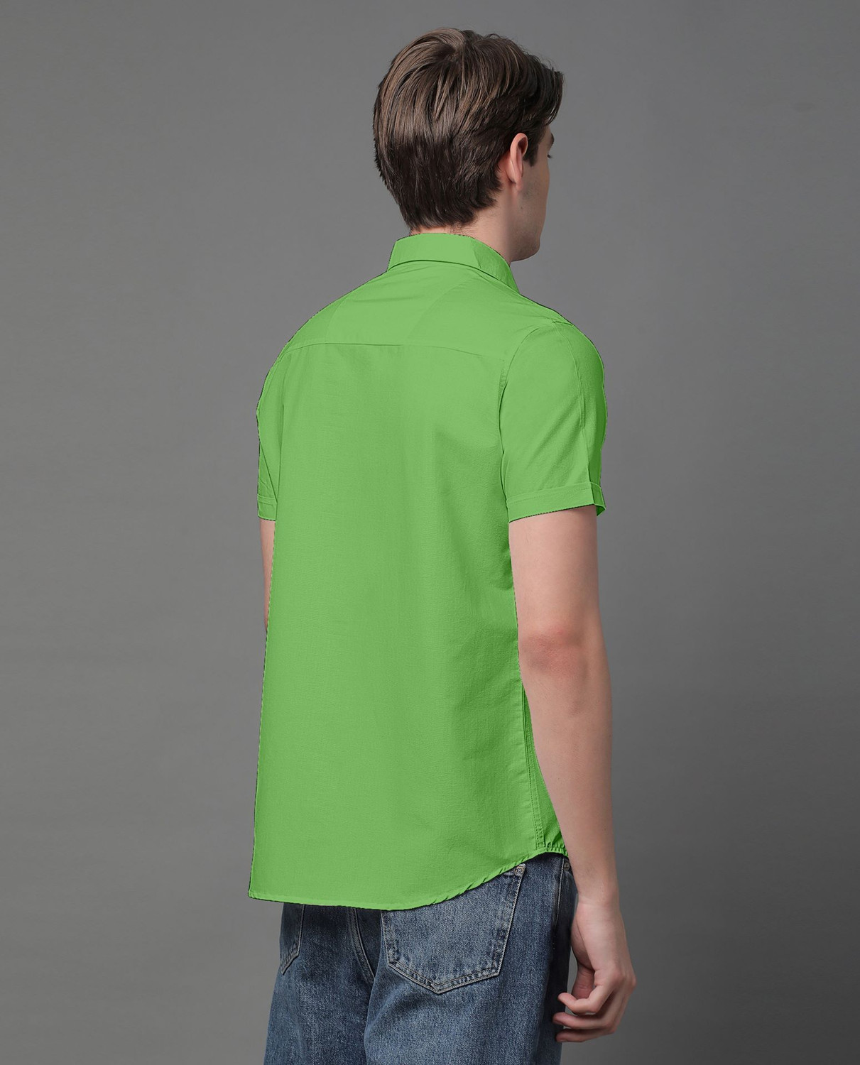 Image of Voroxy Men Solid Casual Green Shirt
