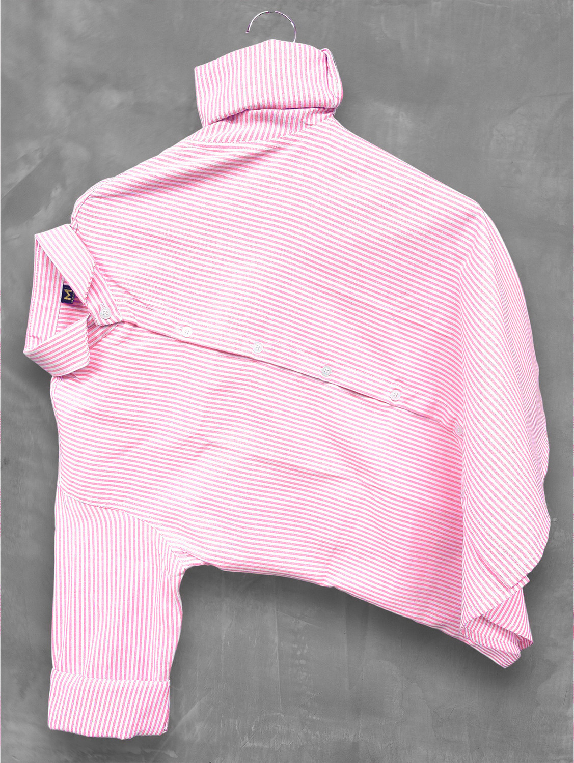 Image of SOLSTICE Men Striped Casual Pink Shirt