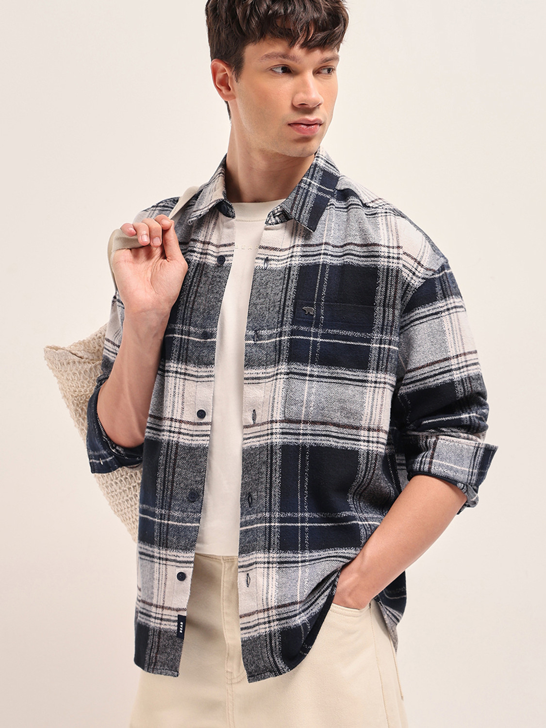 Image of THE BEAR HOUSE Men Checkered Casual Multicolor Shirt