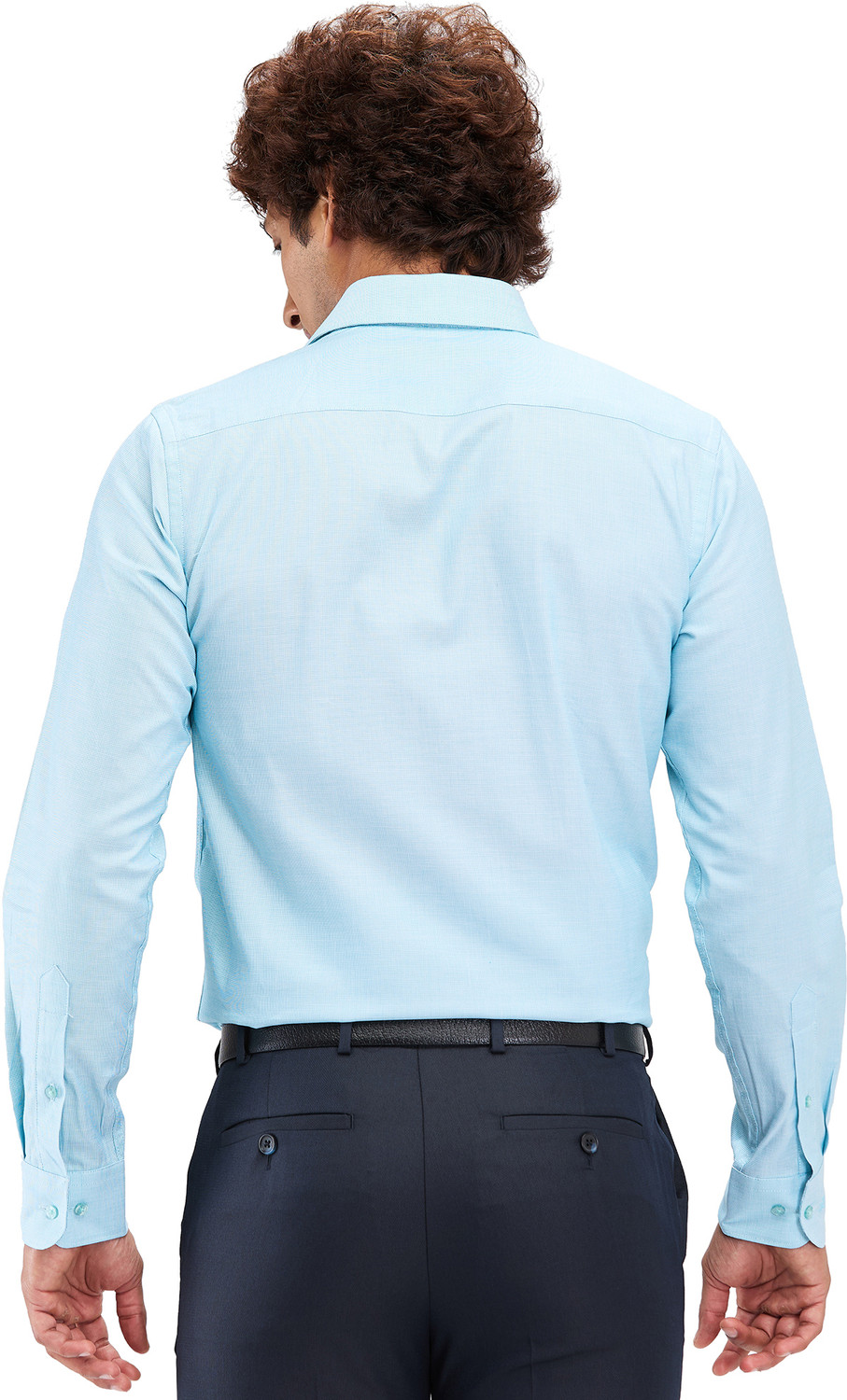 Image of Raymond Men Self Design Formal Blue Shirt
