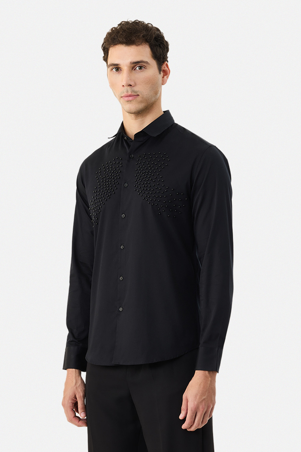 Image of Snitch Men Embellished Formal Black Shirt