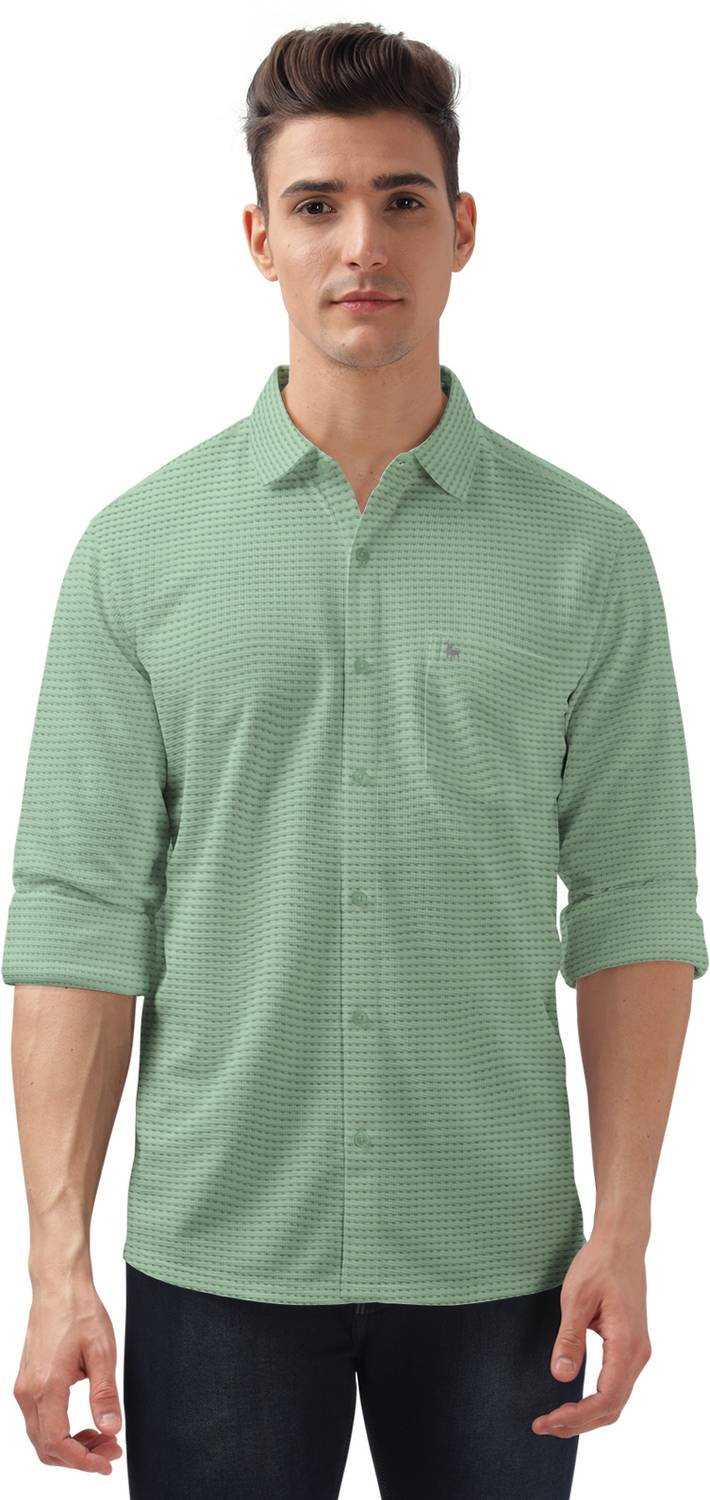 Bullmer Men Solid Casual Green Shirt