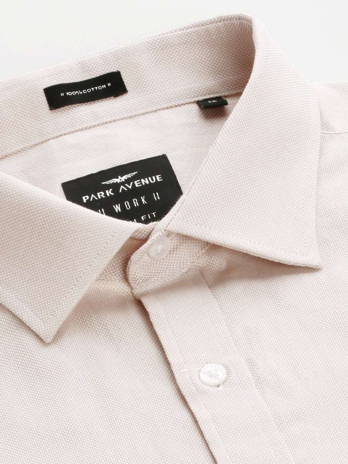 Image of PARK AVENUE Men Self Design Formal Beige Shirt