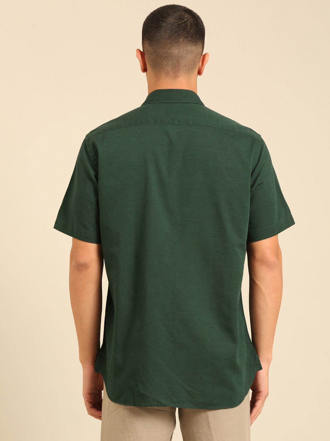 Image of CAVALLO BY LINEN CLUB Men Solid Casual Green Shirt