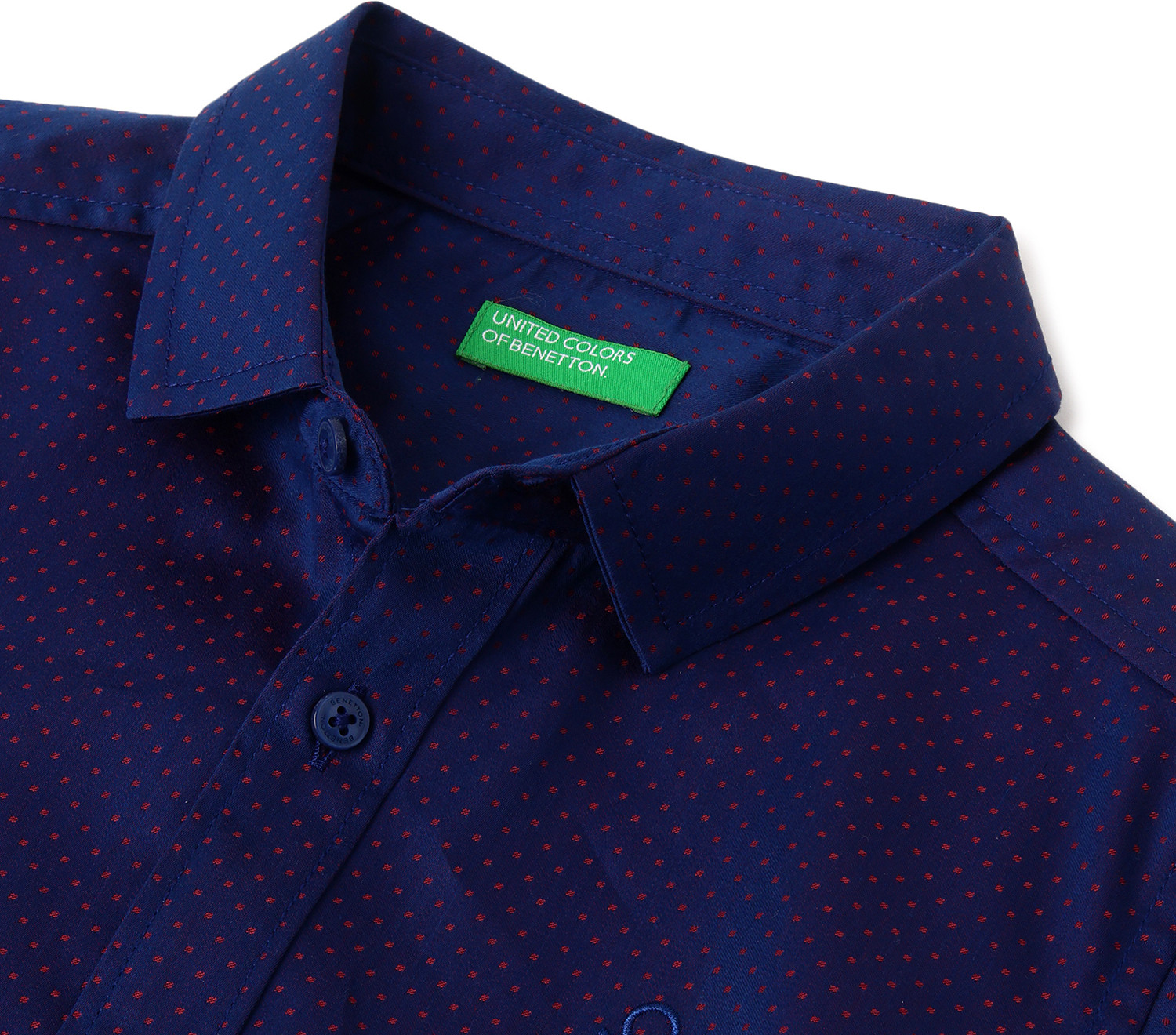 Image of United Colors of Benetton Boys Solid Casual Blue Shirt