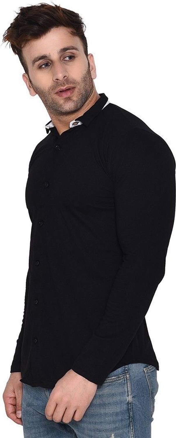 BEYOU FASHION Men Solid Casual Black Shirt