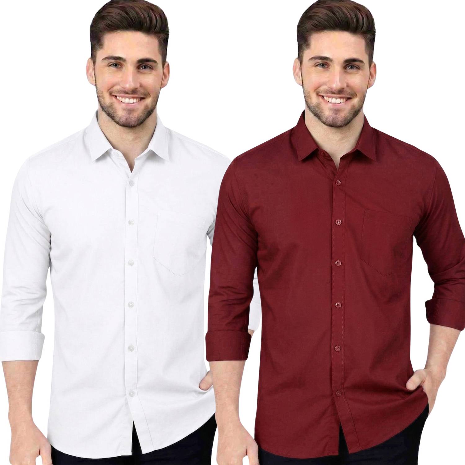 youth first Men Regular Fit Solid Spread Collar Casual Shirt (Pac