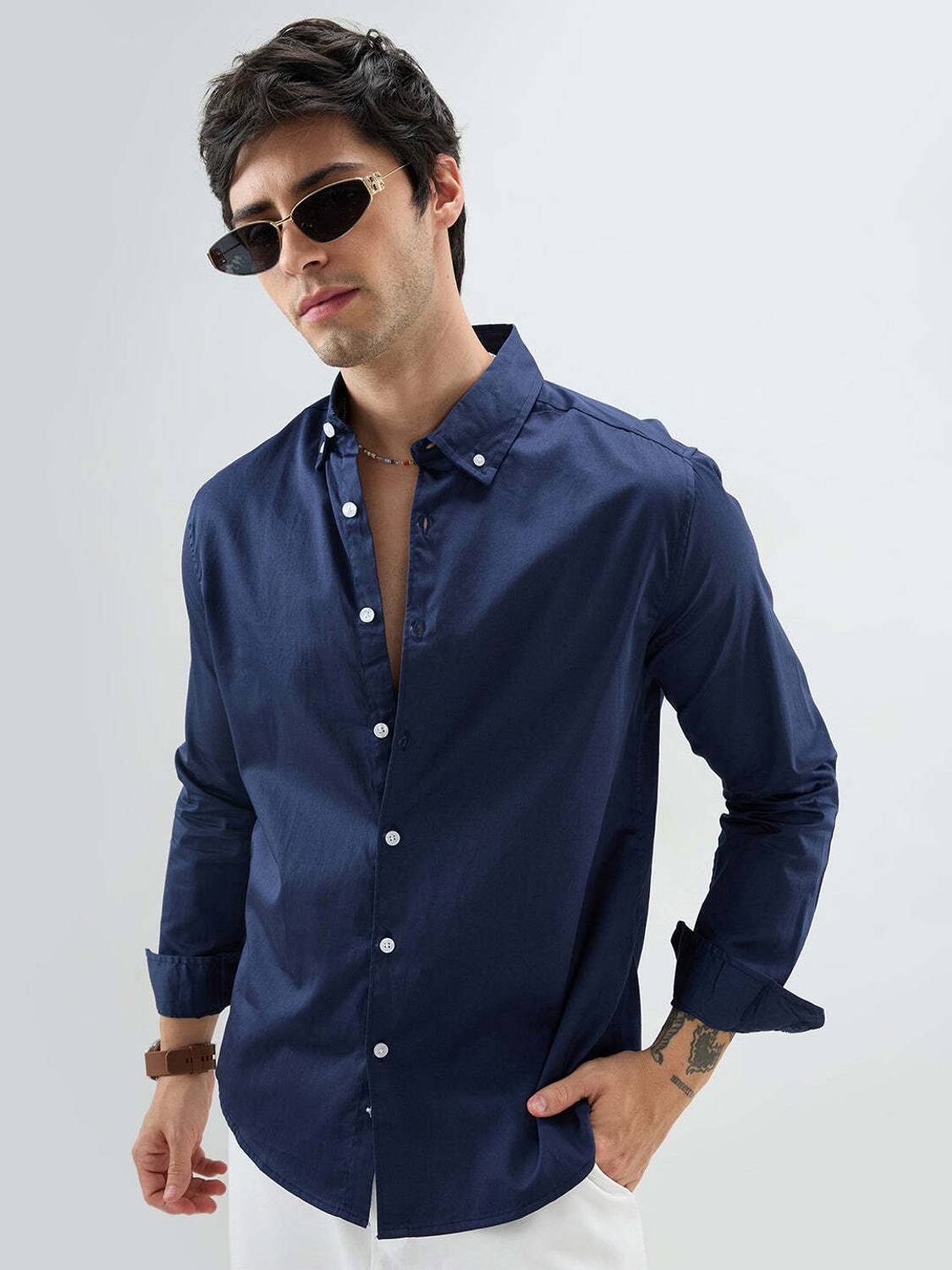 VASTRADO Men Dark Blue Casual Shirt - Image 4