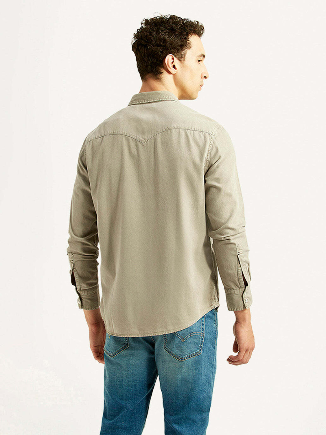 Image of LEVI'S Men Solid Casual Beige Shirt