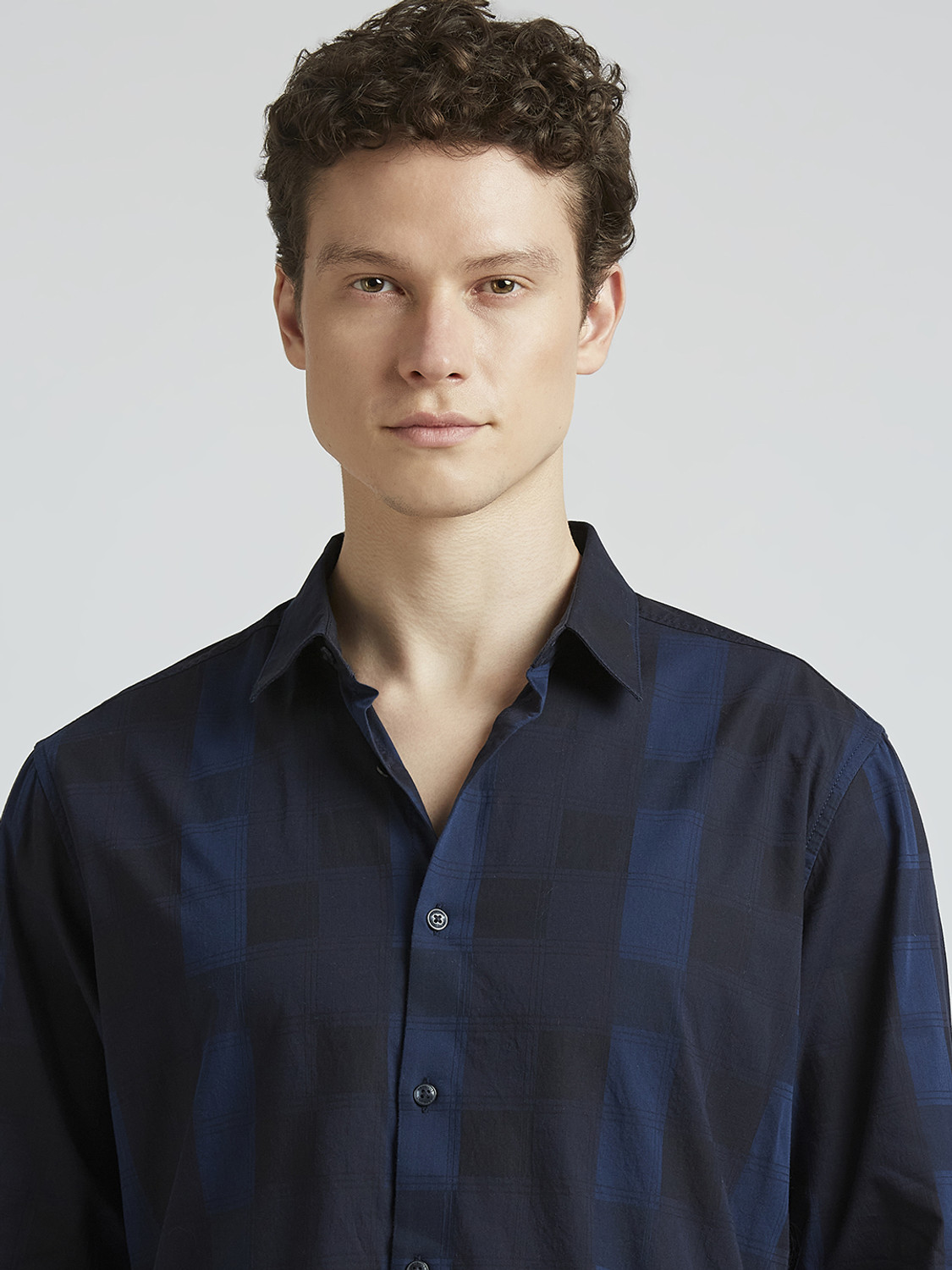 Image of Pepe Jeans Men Checkered Casual Blue Shirt