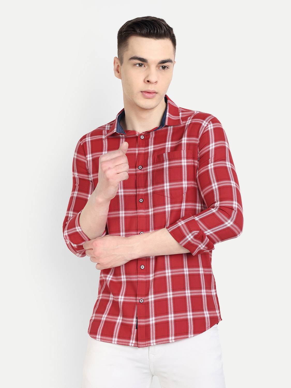 Carbonn Cloth Men Checkered Casual Red, White, Pink Shirt