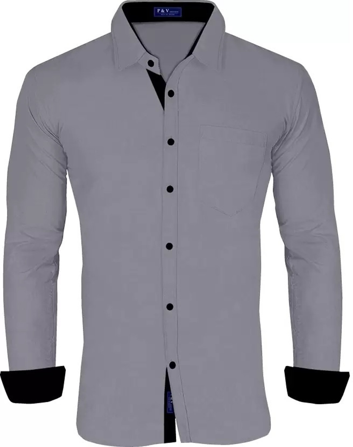 Image of VTEXX Men Solid Beach Wear Grey Shirt