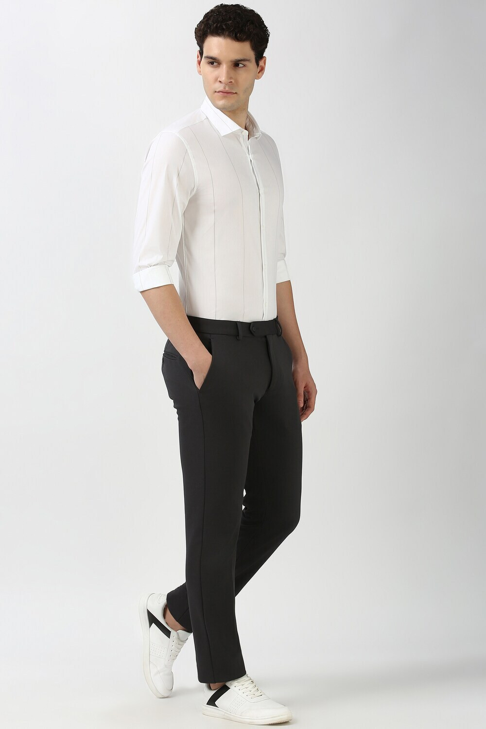 Image of PETER ENGLAND Men Striped Casual White Shirt