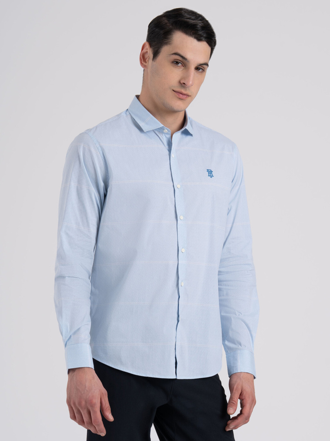Image of REDTAPE Men Solid Casual Blue Shirt