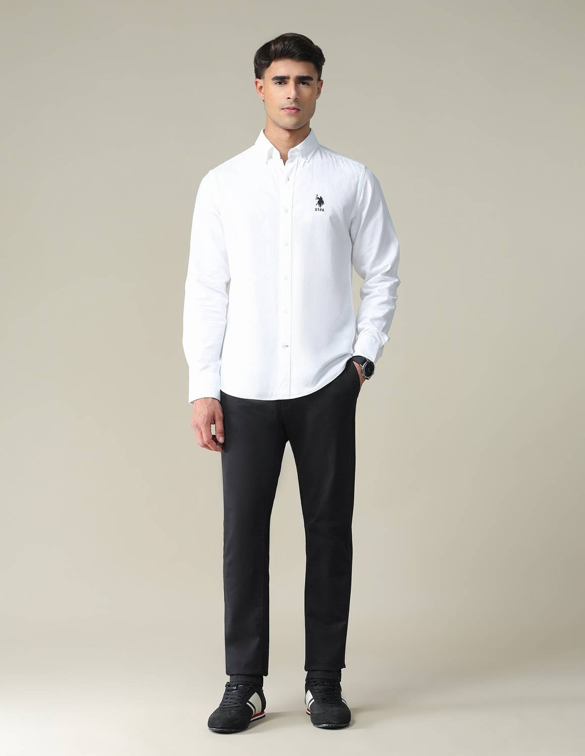 U.S. POLO ASSN. Men Solid White Casual Shirt - Image 3