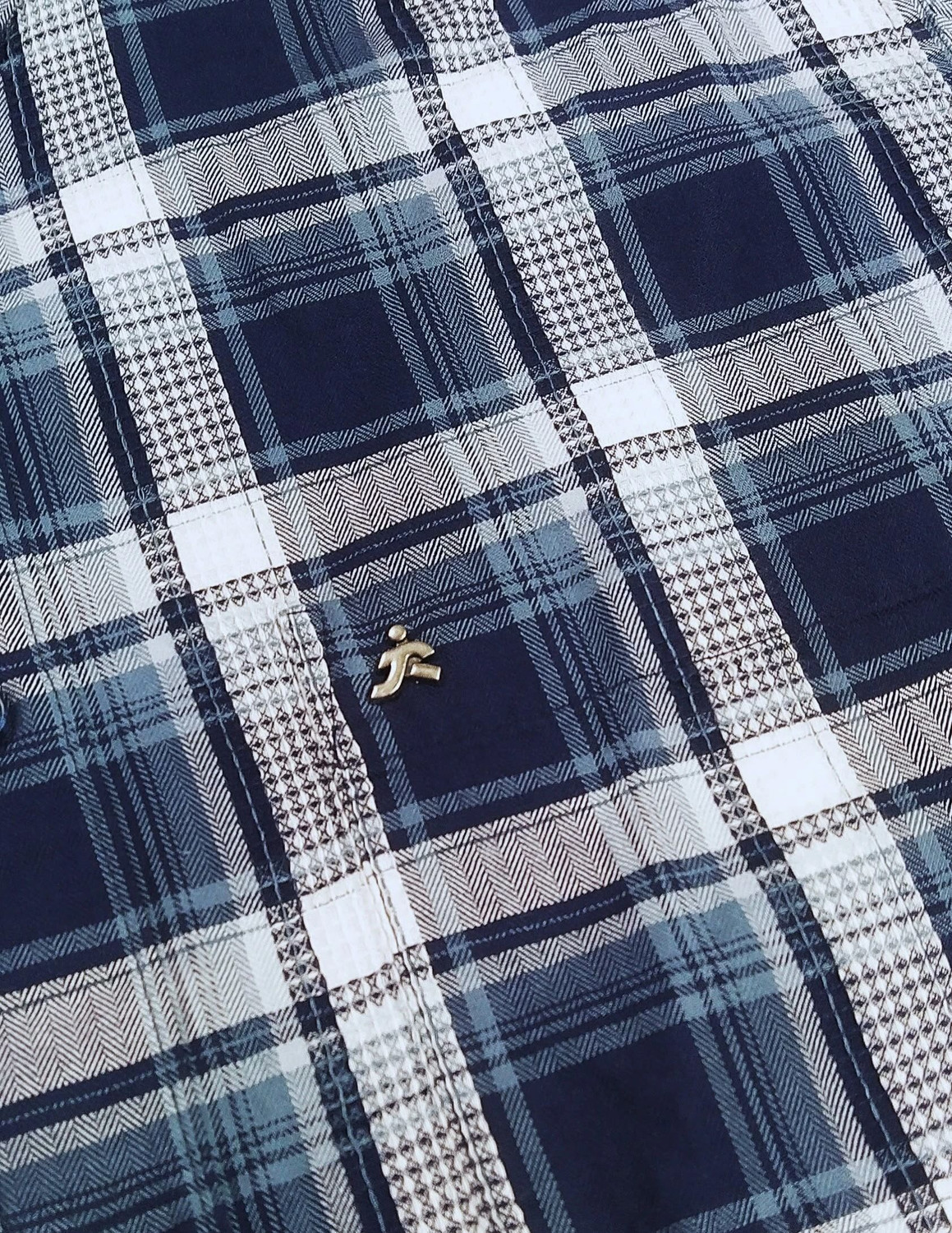 Image of Xkind Men Checkered Casual Dark Blue Shirt