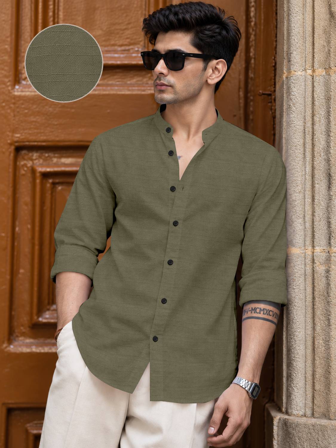 D&B Trends Men Green Formal Shirt - Image 2