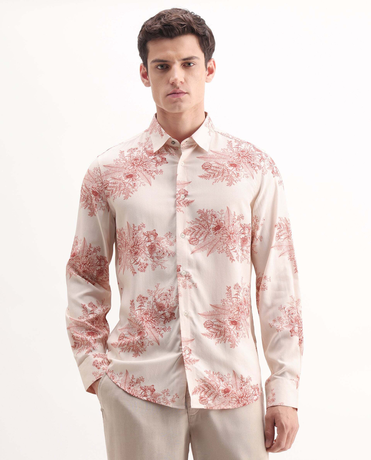 RARE RABBIT Men Regular Fit Printed Spread Collar Casual Shirt - Price ...