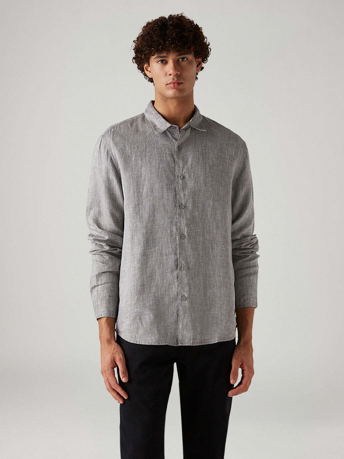 Image of LEVI'S Men Self Design Casual Grey Shirt