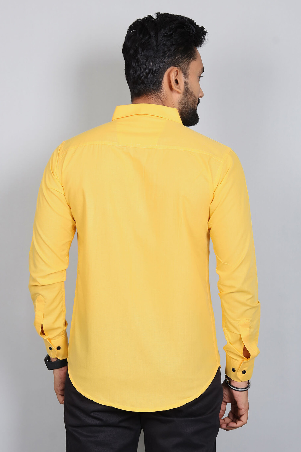 Image of Qlonz Store Men Solid Casual White, Yellow Shirt