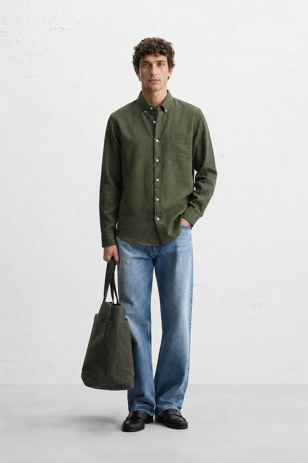 Men Regular Fit Solid Button Down Collar Casual Shirt - Image 5