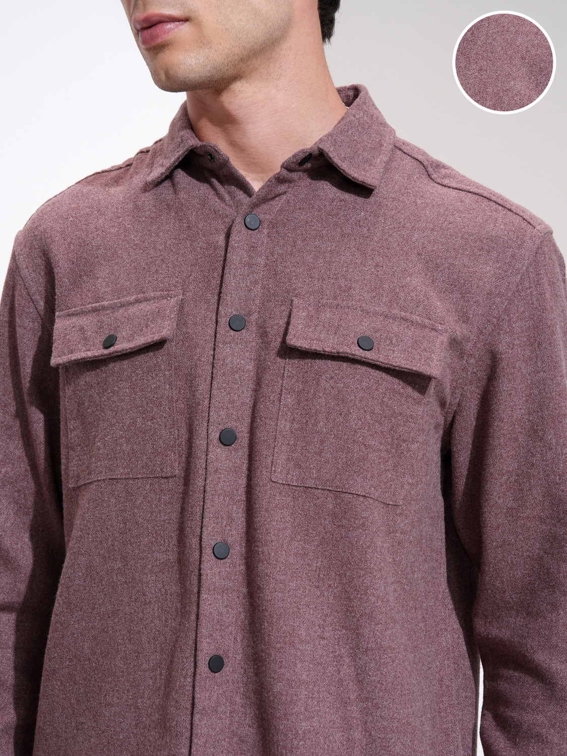 Image of HIGHLANDER Men Self Design Casual Maroon Shirt