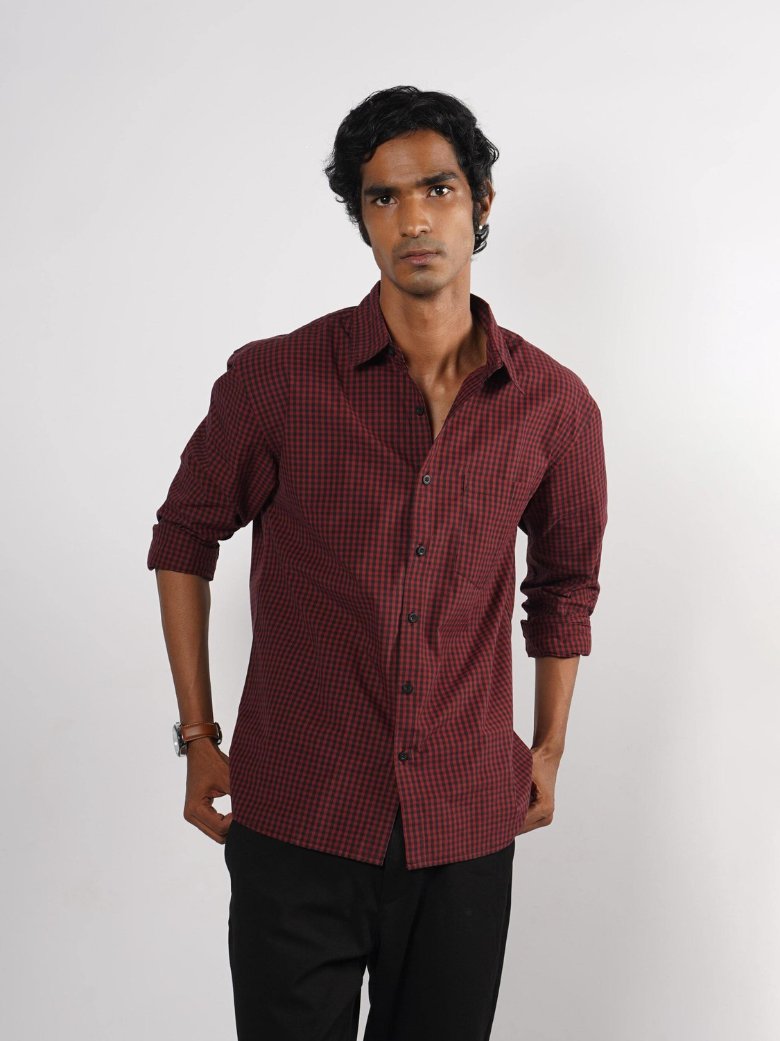 Image of Eszett Men Checkered Casual Red Shirt