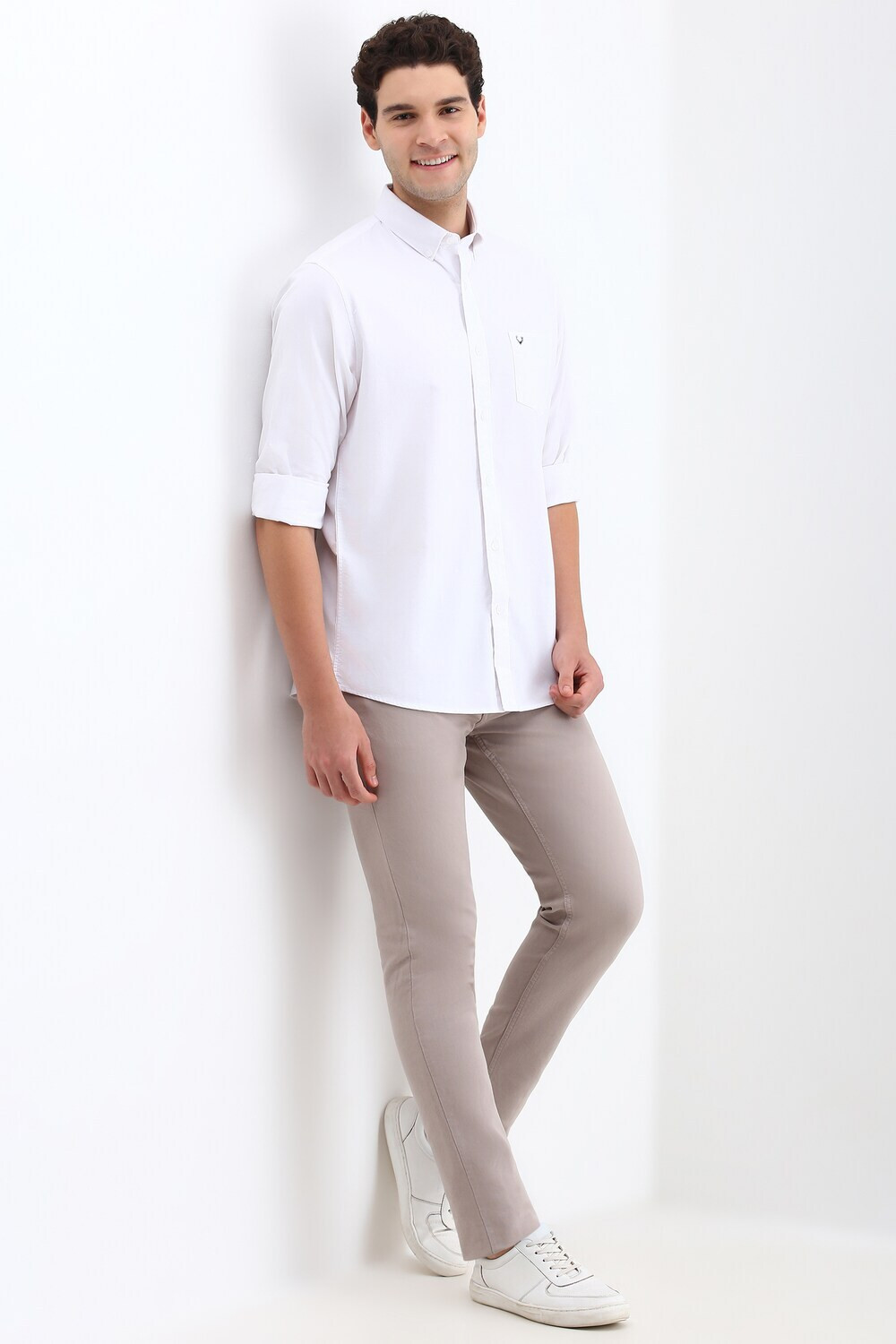 Image of Allen Solly Men Solid Casual White Shirt