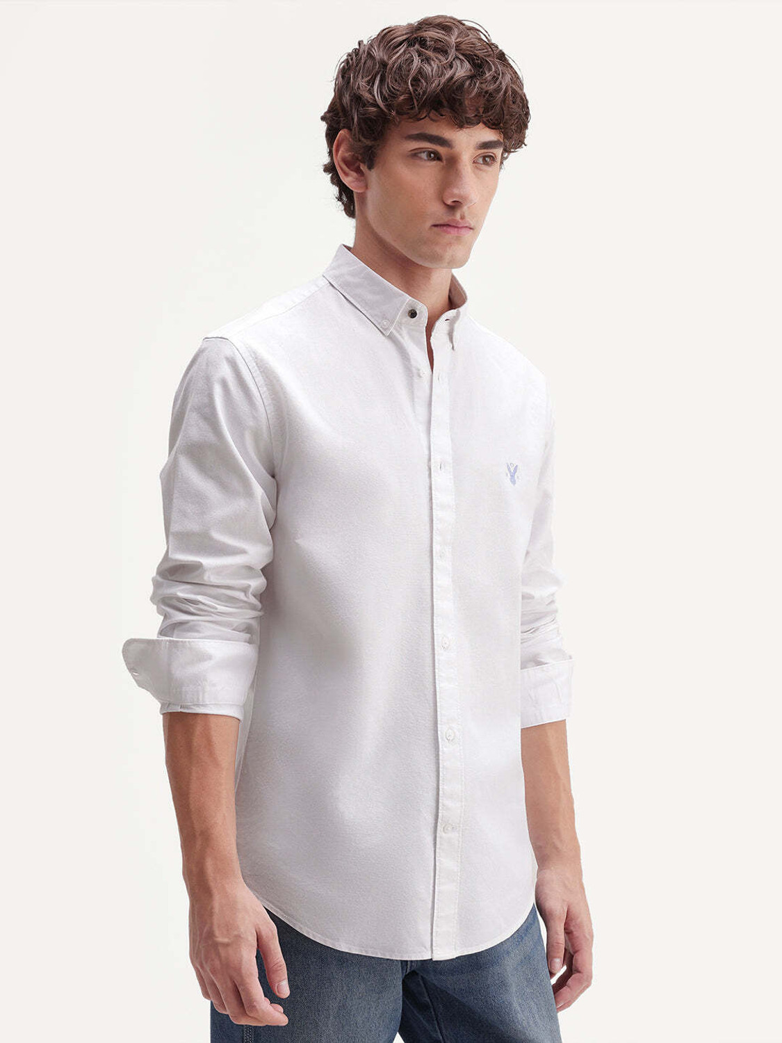 Image of RARE RABBIT Men Solid Casual White Shirt