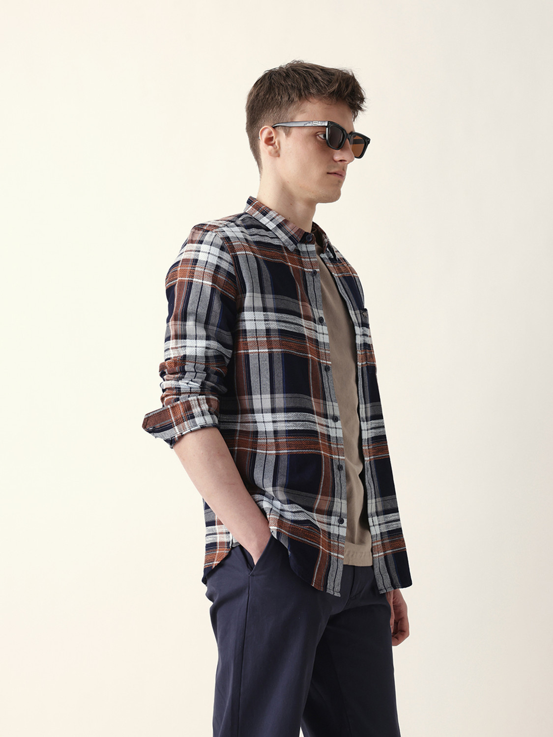 Image of THE BEAR HOUSE Men Checkered Casual Multicolor Shirt