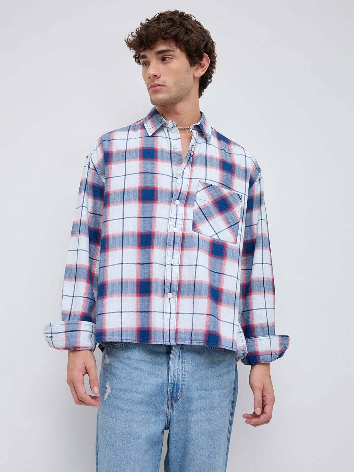 VASTRADO Men Checkered Casual Blue Shirt - Image 5