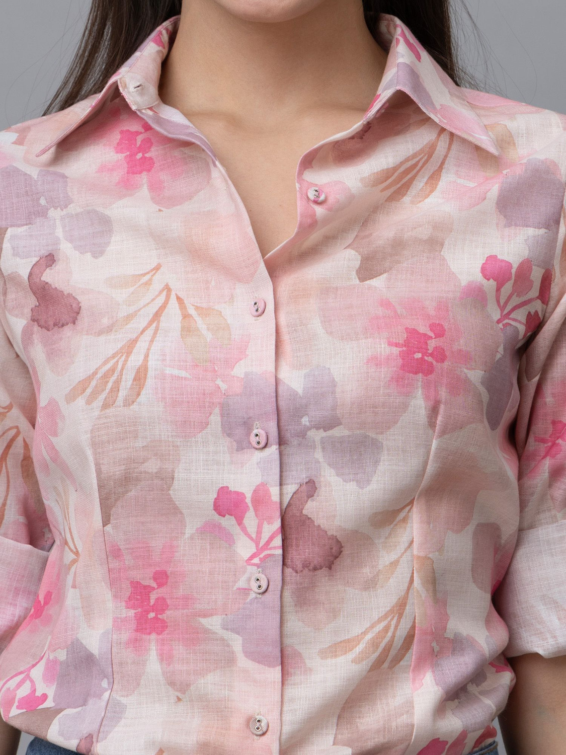 Image of PURYS Women Printed Casual Beige Shirt