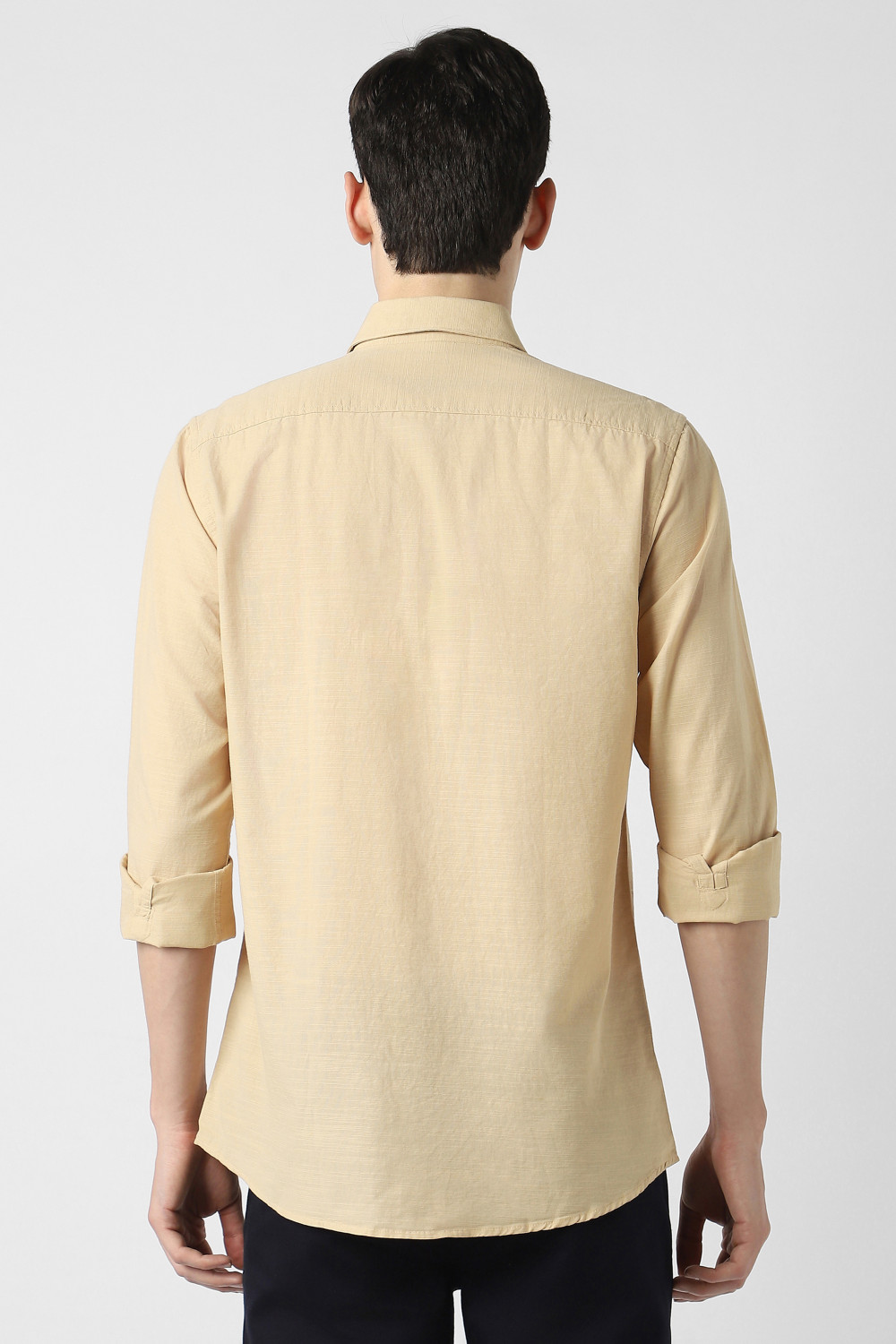 Image of PETER ENGLAND Men Solid Casual Beige Shirt