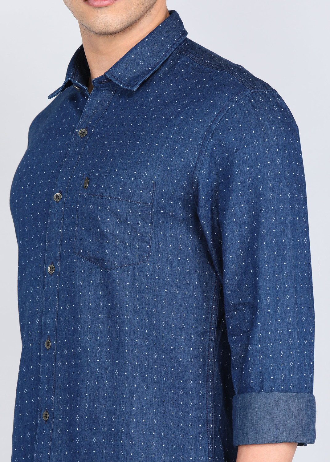 Image of PETER ENGLAND Men Printed Formal Blue Shirt